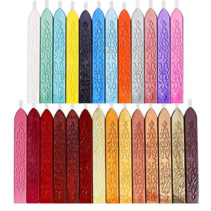 26Pcs Antique Sealing Wax Sticks with Wicks for Postage Letter Retro Vintage Wax Seal Stamp (26 Count)