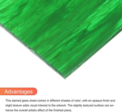 MECCANIXITY 2 Pcs Stained Glass Sheet Mosaic Tile 7.9 Inch x 5.9 Inch Dark Green Stained Glass Sheets for Crafts DIY Art Project