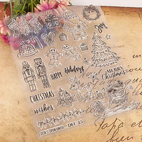 Christmas Theme Clear Silicone Stamps Christmas Crafts Stamps for Card (53 Count)
