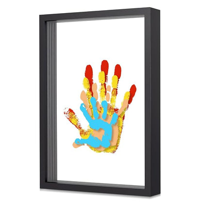 Family Handprint Kit, DIY Baby Hand Print Kit-Father's Day Gift - New Parent Gifts Ideas Hand and 4 Sheets Footprint Keepsake with Baby-Safe Paint(Black)