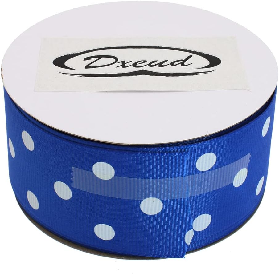 Polka Dot Grosgrain Ribbon 25 Yard Each Roll 100% Polyester (1/1-2", Royal Blue) - Crafty Corner