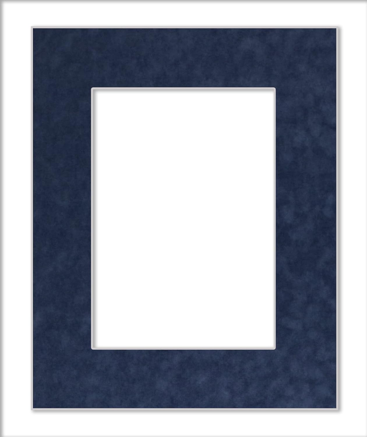11x14 Mat Bevel Cut for 8.5x11 Photos - Acid Free Navy Suede Precut Matboard With Backing Board and Crystal Clear, Self Seal Mat Bag - For Pictures, Framing - 4-ply Thickness