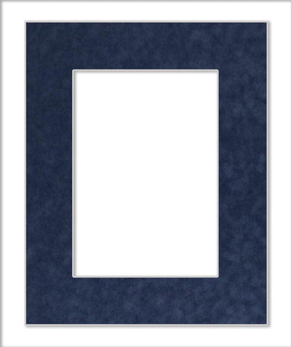 11x14 Mat Bevel Cut for 8.5x11 Photos - Acid Free Navy Suede Precut Matboard With Backing Board and Crystal Clear, Self Seal Mat Bag - For Pictures, Framing - 4-ply Thickness