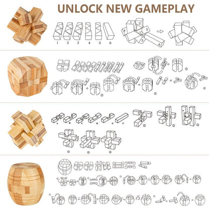 15pcs Wooden Brain Teaser Puzzles (15 Count)