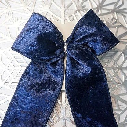 Navy Velvet Ribbon 2.5 Inch x 10 Yards for Christmas Tree Topper Home Decoration Wreath Gift Wrapping DIY Craft (30 Foot)