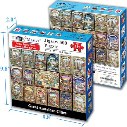 Great American Cities 500 Pieces Large Format Jigsaw Puzzle
