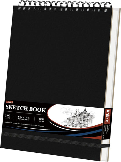 9" x 12" Sketch Book, Top Spiral Sketchbook Hardcover, 68lb (100gsm) Drawing Paper Pad & Sketch Paper, 1-Pack Sketch Pads for Drawing for Adults, Professional Art Supplies for Teens & Artist Gifts. - Crafty Corner