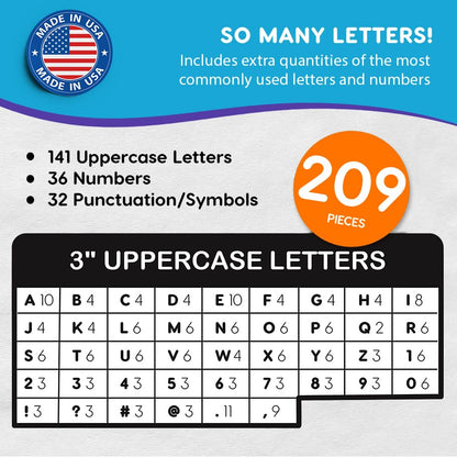 3 Inch Bulletin Board Letters & Numbers