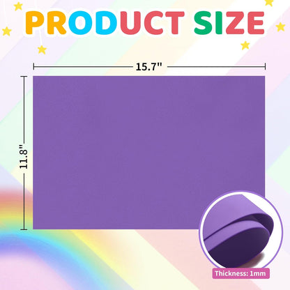 20 PCS EVA Foam Sheets DIY Handcraft Materials 1mm Thick 15.7 x 11.8 Inches Purple EVA Foam Papers for Arts and Crafts - Crafty Corner