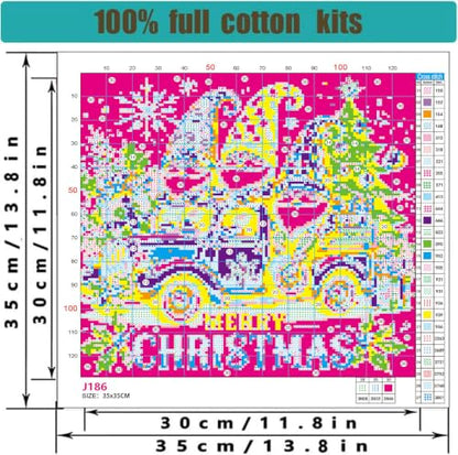 Christmas Gnomes Stamped Cross Stitch Kits for Beginners Adults 11CT
