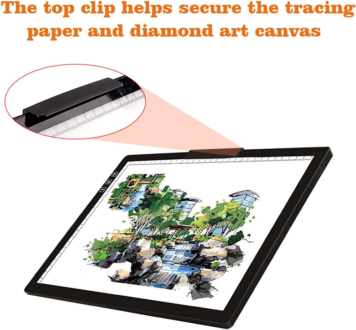 Wireless Rechargeable A4 LED Light Pad w/Built-in Riser Stands, 6 Levels of Brightness, Evenly Illuminated Light Box for Tracing and Weeding Vinyl, Slim and Lightweight Diamond Painting Light Board