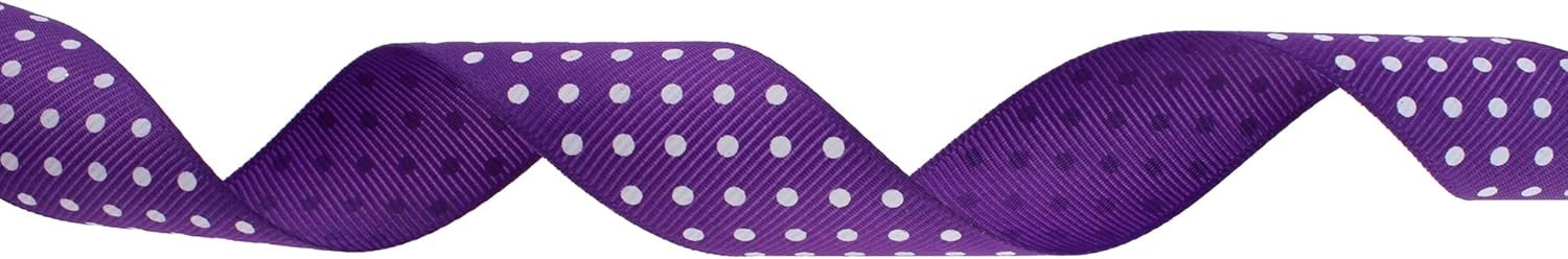 Polka Dot Grosgrain Ribbon 25 Yard Each Roll 100% Polyester (1", Purple) - Crafty Corner
