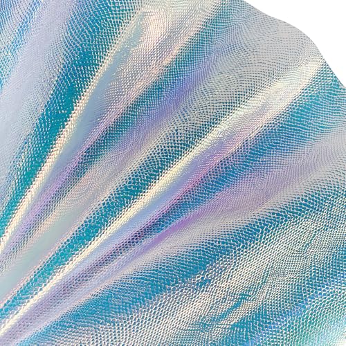 Iridescent Transparent Embossed Vinyl Holographic Blue Clear PVC Vinyl Craft Fabric 16"×54" for Sewing DIY Projects