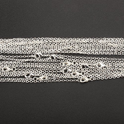 Wholesale 12 PCS Silver Plated Solid Brass Fine Flat Cable Chains (12 Count)