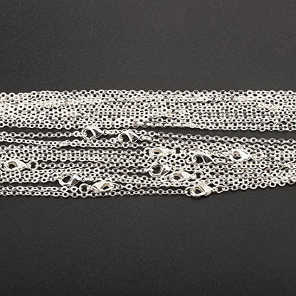 Wholesale 12 PCS Silver Plated Solid Brass Fine Flat Cable Chains (12 Count)