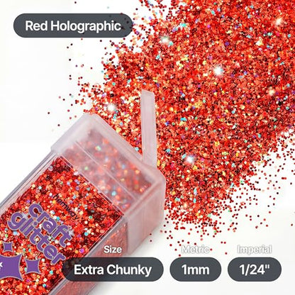 Craft Glitter Shaker Red Holographic 130g Extra Chunky (3.8 Ounce)