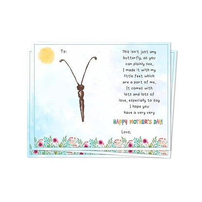 DIY Mothers Day Footprints Butterfly Art Craft Keepsake, Mothers Day Butterfly Footprint Memory Keepsake Decoration, Crafts Gifts for Mom Grandma from Kids Daycare PreK School Activity, Set of 8 Pcs