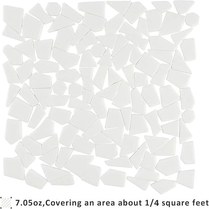 Youway Style White Mosaic Tiles for Crafts Bulk,200g Broken Glass Pieces for DIY Spring Mosaic Art Kit Decor,Garden Mosaic Supplies