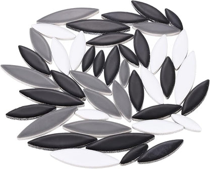 uxcell Ceramic Mosaic Tile, About 200g Teardrop Leaf Tile Mosaic Block for Handicrafts Artwork, Black/White/Gray