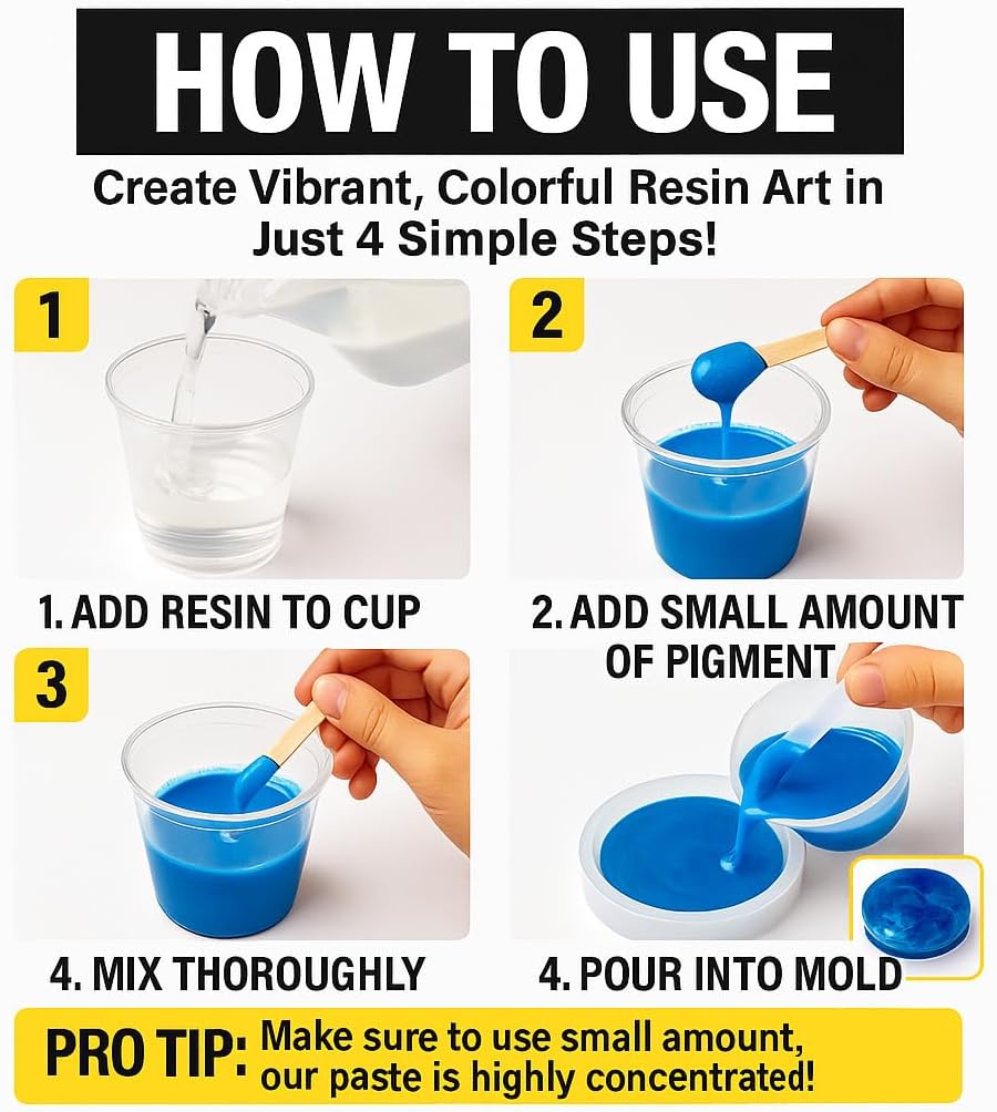 24 Colors Epoxy Resin Pigment Paste Set – High Concentration Creamy Opaque Epoxy Dye & Coloring Paste Kit for Resin Art, Jewelry Making, Tumblers, River Tables, Coasters – Mica Powder Alternative