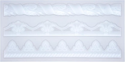 Art Molds for Polyclay Air Dry Clay Plaster Epoxy Resin Fondant Cake Decor 3 Border Trimmings