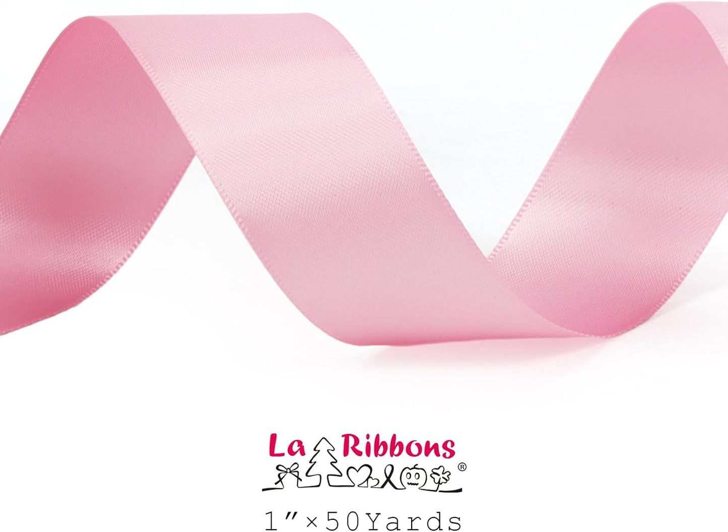 LaRibbons 1 Inch 50 Yard Double Faced Satin Ribbon,Rose Pink Satin Craft Fabric Ribbon for Gift Wrapping Floral Bouquets Wedding Party Decoration - Crafty Corner