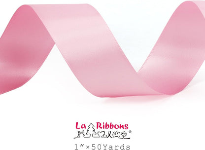 LaRibbons 1 Inch 50 Yard Double Faced Satin Ribbon,Rose Pink Satin Craft Fabric Ribbon for Gift Wrapping Floral Bouquets Wedding Party Decoration - Crafty Corner