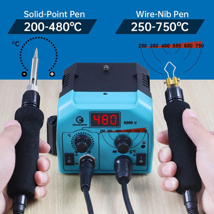 Goodcrafter Pyrography Pen 2-IN-1 Wood Burning Kit 101-IN-1,200~480°C (withTemp Display)/Wire-Nib 250~750°C Temp adjustable with 20 Nibs,53 Solid Points,12 Stencils and 15 Wood Chip(Mother's Day gift） - Crafty Corner