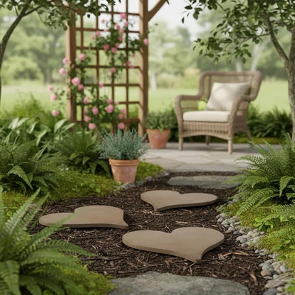 Comfy Hour 10 Inch Heart Shaped Cast Iron Garden Stepping Stone, Heavy Duty Decorative Metal Paver for Outdoor Walkway, Lawn & Yard Art Decor, Weatherproof Rustic Path Stone, Brown,