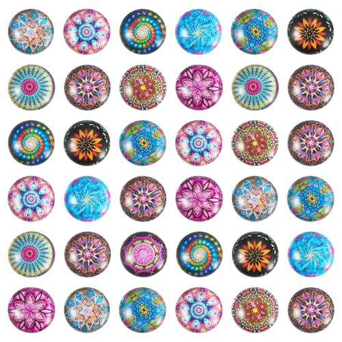 100Pcs Flower Printed Glass Cabochons for Jewelry Making