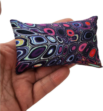 Emery Pincushion for Sewing, Quilting, Felting - Pin Cushion Filled with Abrasive Turkish Emery Sand - Handmade in USA - Pink Floral on Navy Blue Background (2"x3", Tropical Floral Burst)