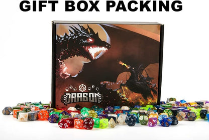 DND Dice Set 42 Pcs Polyhedral Dungeons and Dragons Rolling Dice for D&D RPG MTG Table Games Dice Bulk with Colorful Drawstring Bags and Dice Tray (Single)