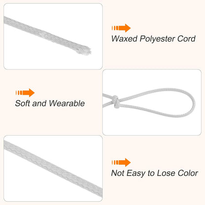 MECCANIXITY Waxed Cord 2.5mm Waxed Polyester Cord 87 Yard Wax String for Bracelet Making, Necklaces, Beading, Jewelry Making and DIY Crafts(Light Gray)