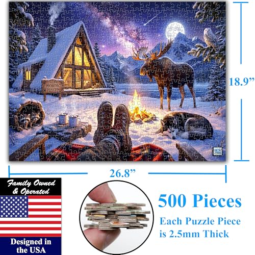 Cozy Camp Fire 500 Pieces Large Format Jigsaw Puzzle