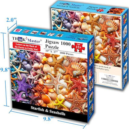 Colorful Rainbow of Starfish & Seashells 1000 Pieces Large Format Jigsaw Puzzle for 13+