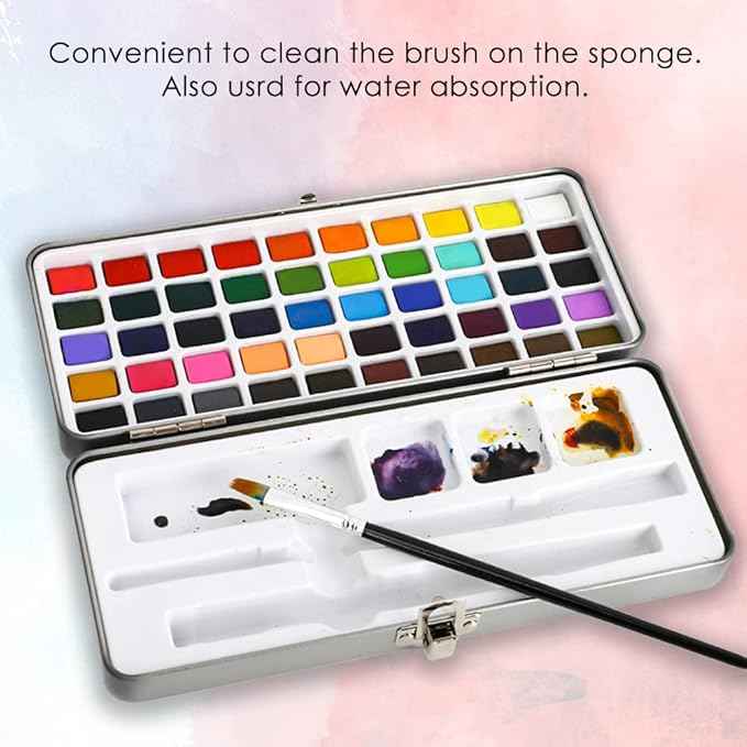 Grabie 50 Colors Watercolor Paint Set, Detail Paint Brush Included, Watercolor Paints, Painting Sets, Art Supplies for Painting, Travel Watercolor Set, Amateur Hobbyists