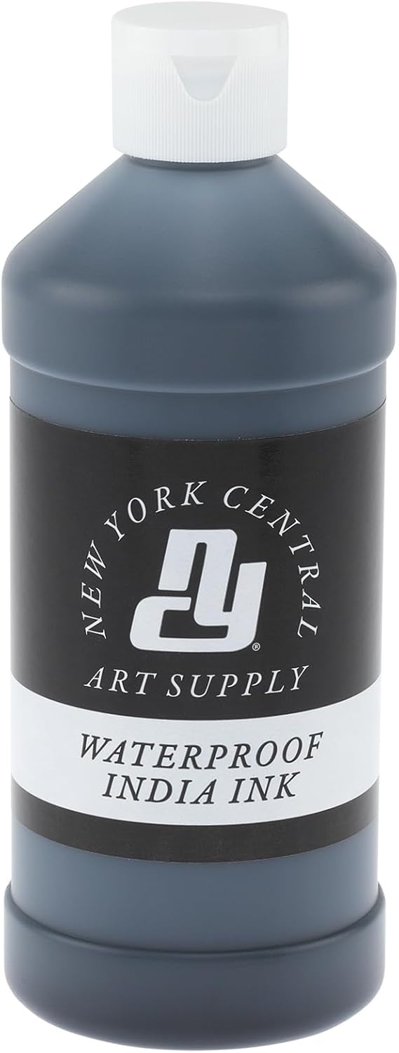 New York Central® India Ink 16oz Bottle - Make an Impact with Matte Black India Ink, Perfect for Artists, Calligraphy, Illustrations, & More! - Crafty Corner