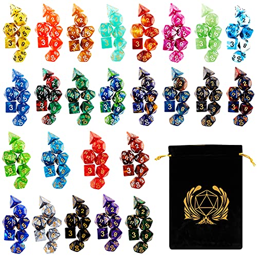25 Set DND Polyhedral Dice with Storage Pouch