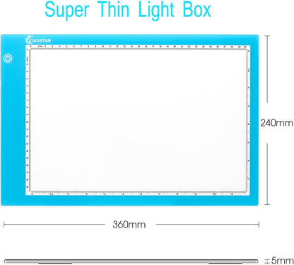 Light Box Drawing Pad, Tracing Board with Type-C Charge Cable and Brightness Adjustable for Artists, AnimationDrawing, Sketching, Animation, X-ray Viewing (A4-Blue)