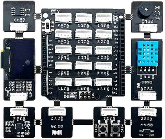 Electronic Projects Basic Starter Kit All in one Beginner Kit with 8 Sensors Detachable Compatible with Arduino for Beginner Adults Teens Learning