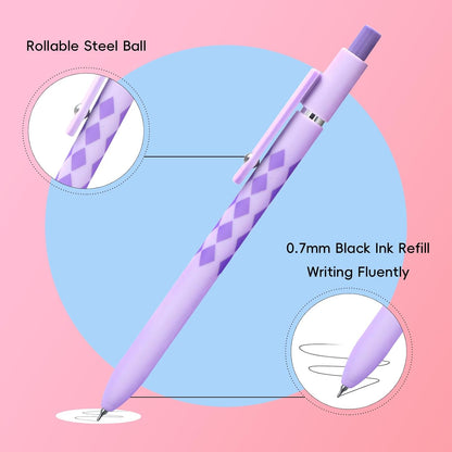 Gel Pens, 5 Pcs Medium Point Smooth Writing Pens Cute Pens for Women, High-End Series 0.7mm Black Ink Pens for Journaling Note Taking, School Office Supplies (5 Pcs Geometric Aurora)
