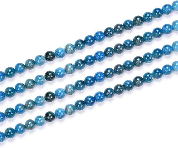 180pcs Adabele Natural Blue Apatite Healing Gemstone 4mm (0.16 inch) Small Round Beads Gem Stone Spacer for Craft Jewelry Making GF32-4