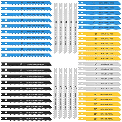 54Pcs Jig Saw Blade Set High Carbon Steel Assorted Saw Blades with U