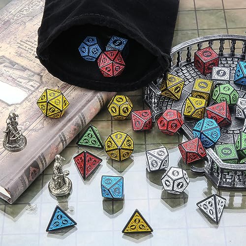 35Pcs Retro DND Polyhedral Dice Set with Storage Pouch (35 Count)