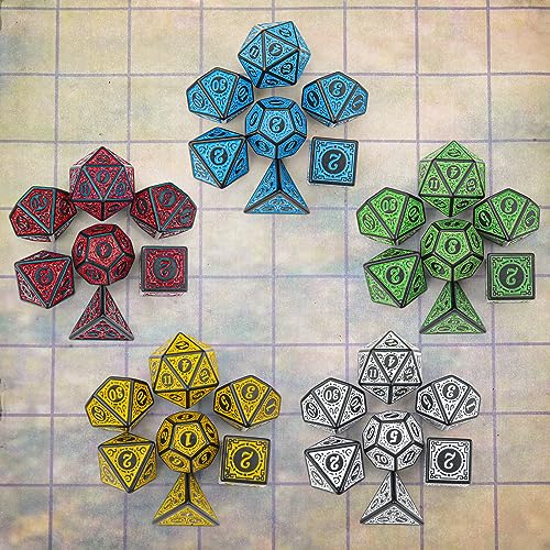 35Pcs Retro DND Polyhedral Dice Set with Storage Pouch (35 Count)