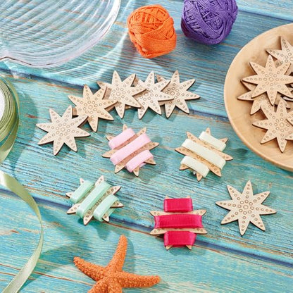 20pcs Embroidery Thread Organizer 2 inch Sewing Thread Winder Wood Bobbins Card Thread Storage Floss Keeper Starfish Shape Thread Holder for Sewing Projects Crochet Needlework Tool