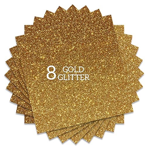 Gold Glitter HTV Heat Transfer Vinyl Bundle 8 sheets