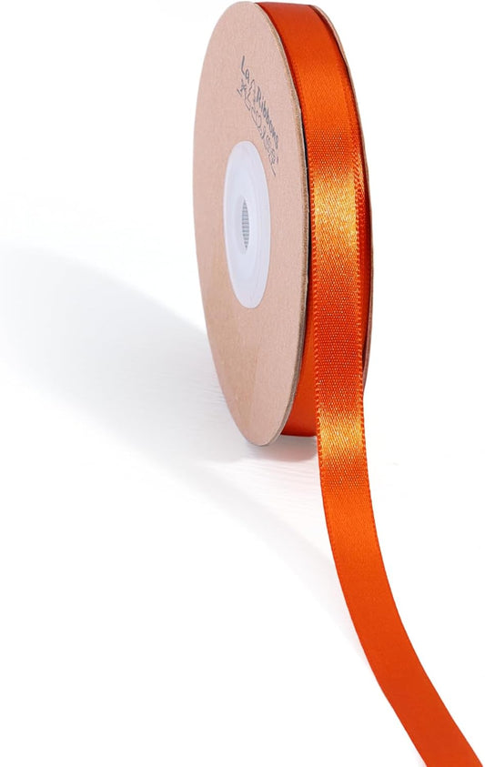 LaRibbons Orange Satin Ribbon 3/8 Inch 50 Yards Thin Luxury Double Faced Russet Orange Silk Ribbon for Flower Bouquet Crafts Gift Wrapping Wedding Fall Decoration - Crafty Corner