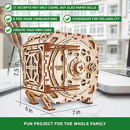 Safe Locker Puzzle Box 3D Wooden Puzzles for Adults to Build