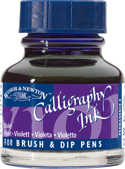 Winsor & Newton Calligraphy Ink, 30ml (1-oz) Bottle, Violet - Crafty Corner